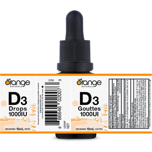 Orange Naturals Vitamin D3 Drops 1000IU  -  15ml