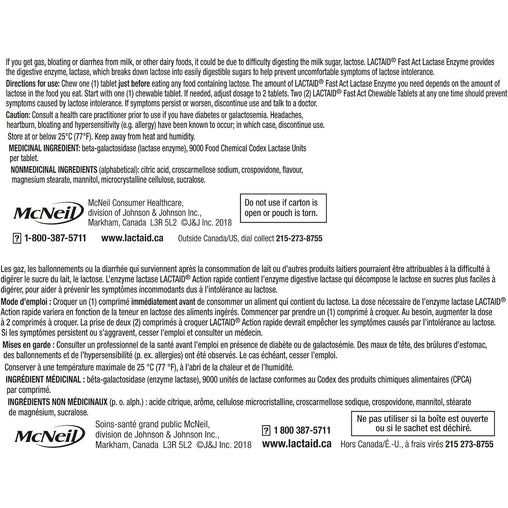 Lactaid Fast Act Ultra Strength Vanilla Twist Chewable Tablets, 40 ct