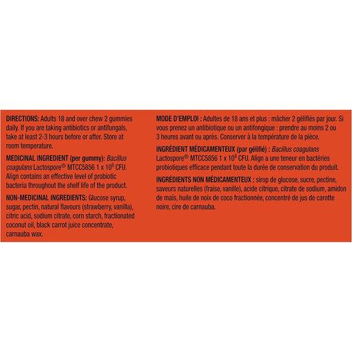 Align Daily Probiotic Supplement Strawberry Flavour - 50 Gummies