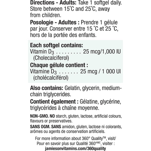 Jamieson D3 1000IU - 180 Soft Gels