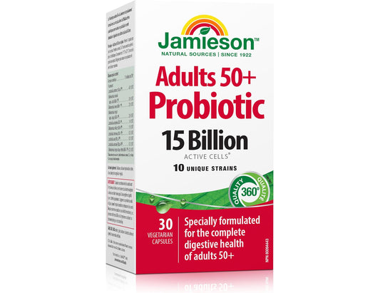 Jamieson Adult 50+ Probiotic 15 Billion Active Cells, 30 veg capsules