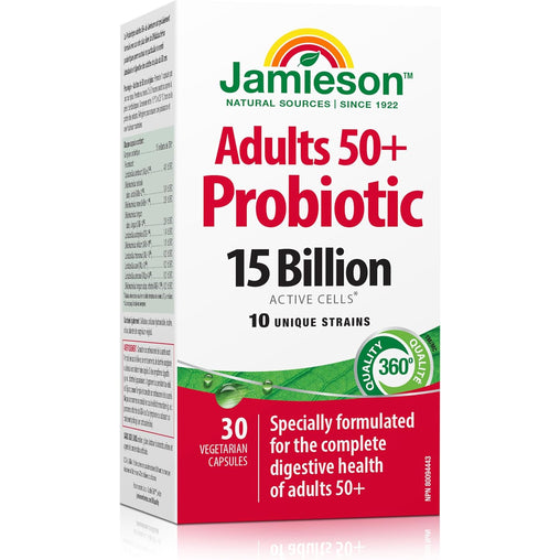 Jamieson Adult 50+ Probiotic 15 Billion Active Cells, 30 veg capsules