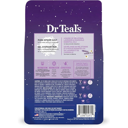 Dr Teal's Pure Epsom Salt Soak, Sleep Blend with Melatonin, Lavender & Chamomile Essential Oils – 1.36kg
