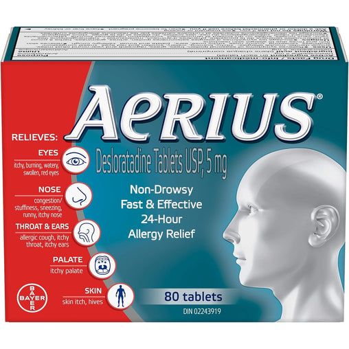 Aerius Fast Relief 24-Hour Non-Drowsy 5 mg – 80 Tablets