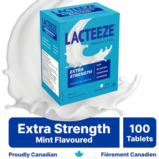 Lacteeze Chewable Extra Strength Lactase Enzyme, Natural Mint - 100 Tablets