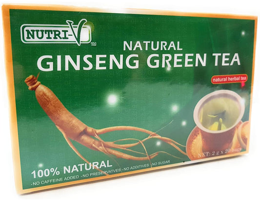 Nutri-V Ginseng Green Tea Bags, 2 g x 20 ct