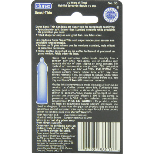 Durex Sensi-Thin Ultra Thin Lubricated Condoms – 3 Pack