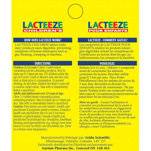 Lacteeze for Children Lactase Enzyme – 100 Tablets