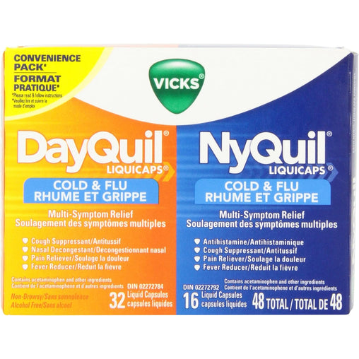 Vicks DayQuil & NyQuil Cold & Flu Multi-Symptom Relief LiquiCaps – 48 Capsules
