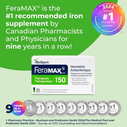 FeraMAX Pd Therapeutic 150 Iron Supplement – 30 Capsules