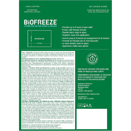 Biofreeze Menthol Pain Relief Large Patches  – 5 Pack