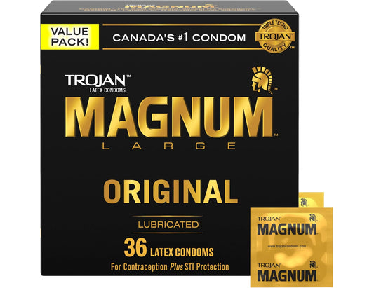 Trojan Magnum Original Large Size Lubricated Condoms – 36 Pack