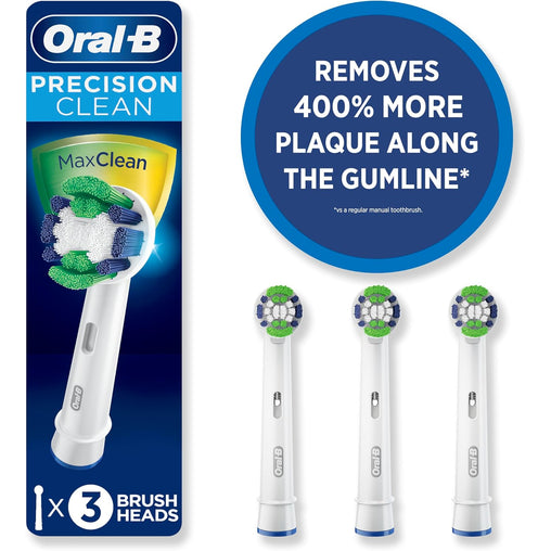 Oral-B Precision Clean Electric Toothbrush Replacement Brush Heads Refill, White - 3 Pack