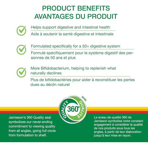 Jamieson Adult 50+ Probiotic 15 Billion Active Cells, 30 veg capsules
