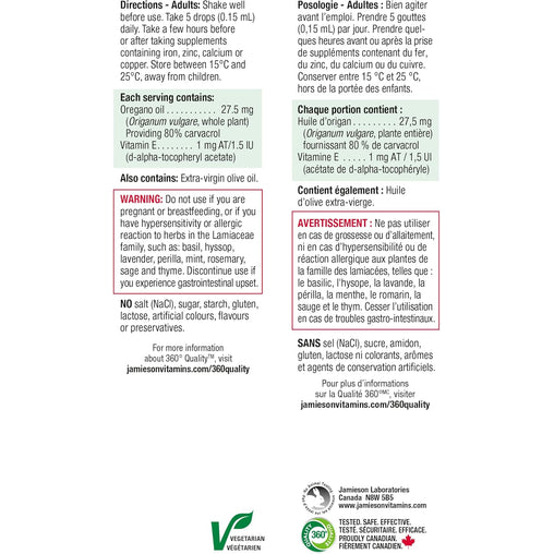 Jamieson Oregano Oil with Vitamin E, 25 mL