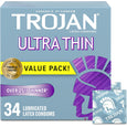 Trojan Ultra Thin Lubricated Latex Condoms - 34 Pack