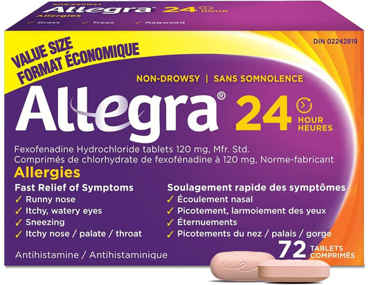 Allegra 24 Hour 120mg Tablets – 72 Count