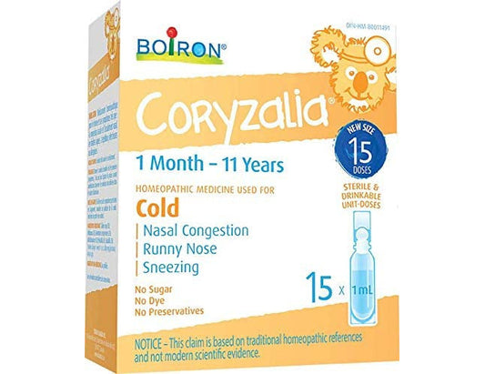 Boiron - Coryzalia Cold Relief Drinkable Doses - 15 Doses - current product packaging
