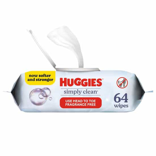 Huggies Simply Clean Unscented Baby Wipes - 64 Count product packaging