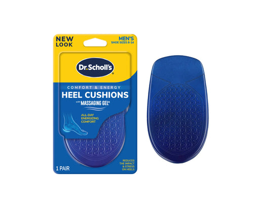 Dr. Scholl's Massaging Gel Heel Cushions for Men, Sizes 8–14 - 1 Pair product packaging