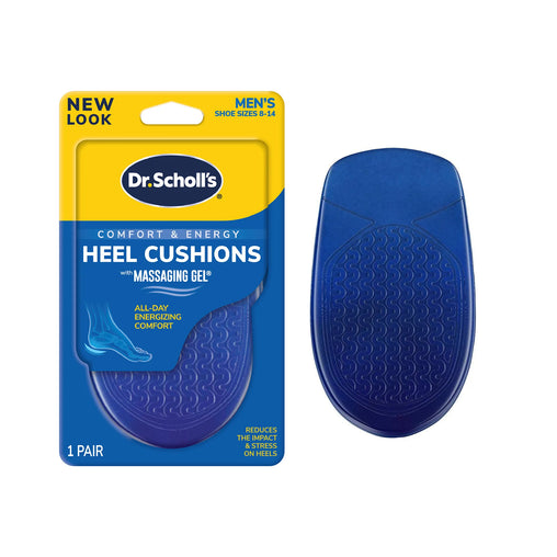Dr. Scholl's Massaging Gel Heel Cushions for Men, Sizes 8–14 - 1 Pair product packaging