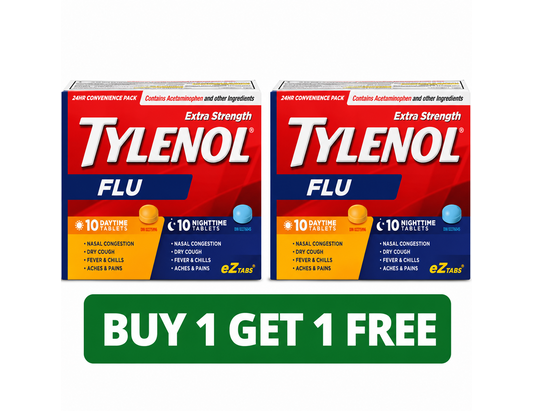 Tylenol Extra Strength Flu Relief Day/Night, EZTabs - 20 Tablets (2-Pack, Total: 40 Tablets)