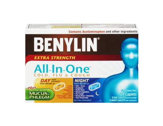 Benylin All-in-One Day & Night Cold & Cough Caplets - 24 Count