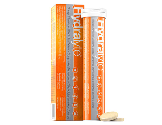 Hydralyte Effervescent Orange Flavour Electrolyte Tablets, 20 Tablets