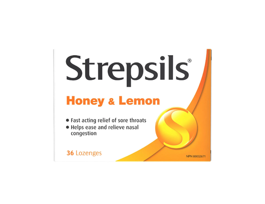 Strepsils - Fast Acting Throat Lozenges - Honey Lemon - 36 Lozenges - current product packaging