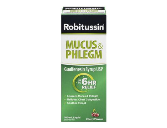 Robitussin Mucus & Phlegm Syrup Cherry Flavour 100 mL