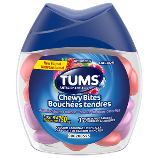 Tums Chewy Bites Assorted Berries 750 mg, 32 Tablets