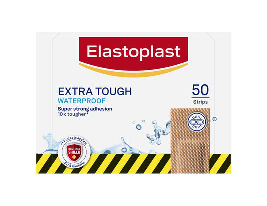 Elastoplast Extra Tough Waterproof Bandages - 50 Count product packaging