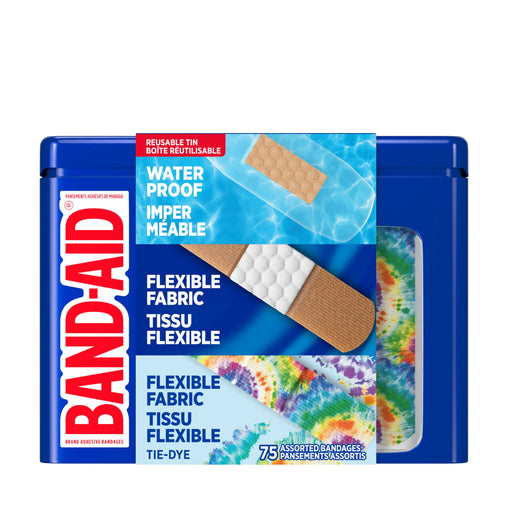 Band-Aid Assorted Bandages in Reusable Tin - 75 Count product packaging