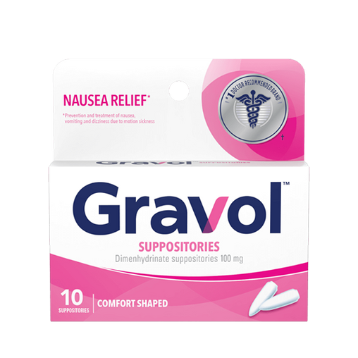 Gravol Comfort-Shaped Suppositories 100 mg – 10 Count