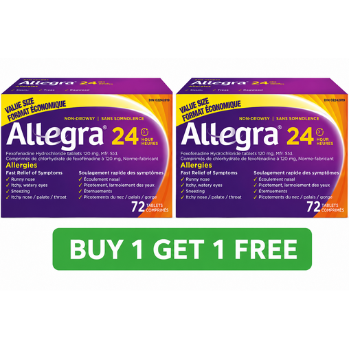 Allegra 24 Hour 120mg - 72 Tablets (2-Pack, Total: 144 Tablets)