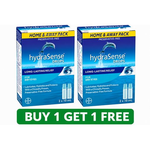 HydraSense Dry Eye Drops Twin Pack - 2 x 10 mL (2-Pack, Total: 4 x 10 mL)