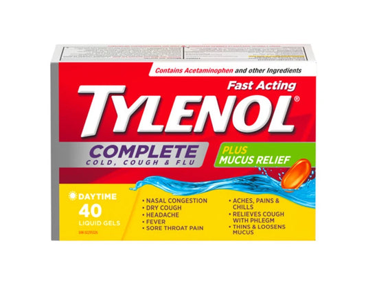 Tylenol Complete Cold, Cough & Flu Plus Mucus Relief Liquid Gels, 40 Count
