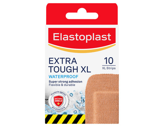 Elastoplast Extra Tough Waterproof XL Bandages - 10 Count product packaging