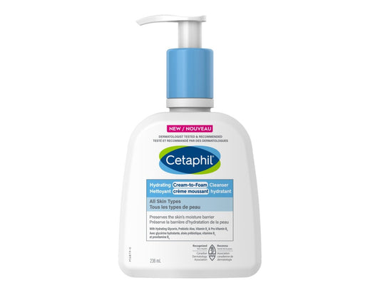 Cetaphil Hydrating Cream-to-Foam Cleanser - 236 mL product packaging