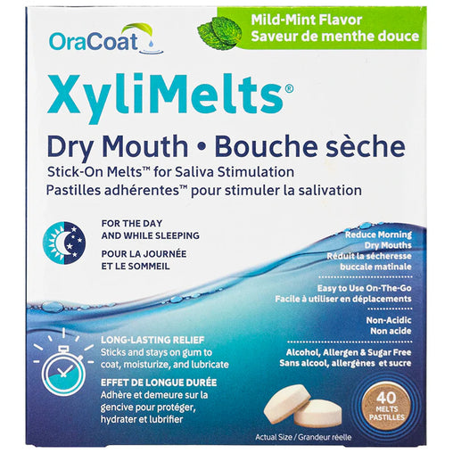 XyliMelts Stick-On Melts for Dry Mouth – Mild Mint, 40 ct