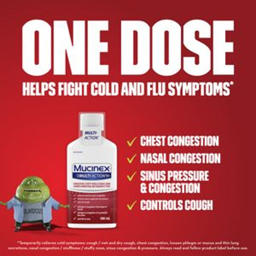 Mucinex Multi-Action stuffy nose and cough symptom relief information