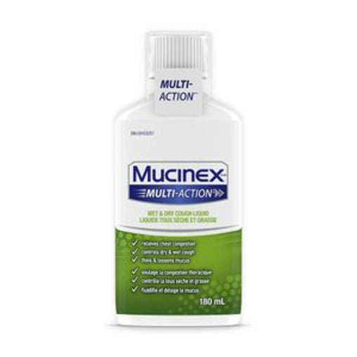 Mucinex Multi-Action Wet & Dry Cough Liquid current packaging