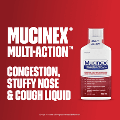 Mucinex Multi-Action chest and nasal congestion relief features