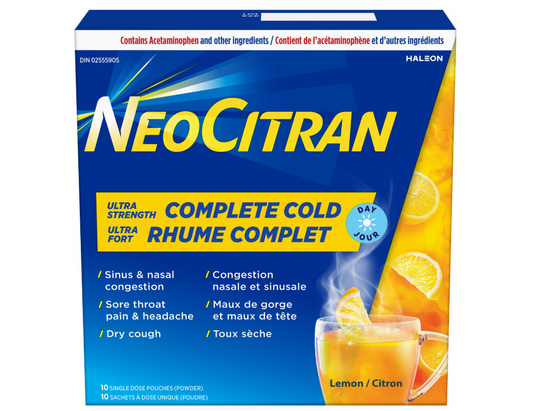 NeoCitran Complete Cold Ultra Strength Day - 10 Lemon Pouches