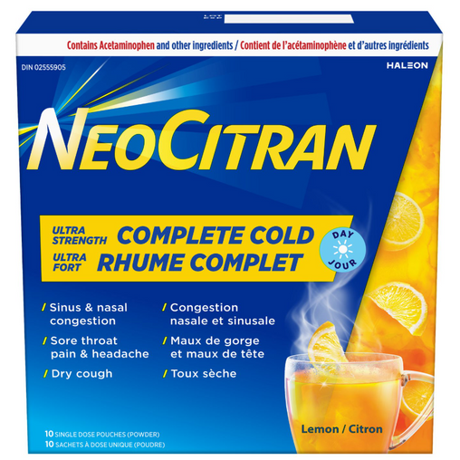 NeoCitran Complete Cold Ultra Strength Day - 10 Lemon Pouches