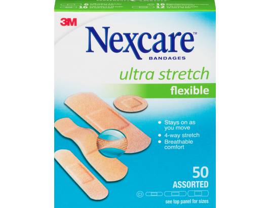 Nexcare Ultra Stretch Bandages, Assorted Sizes - 50 Count