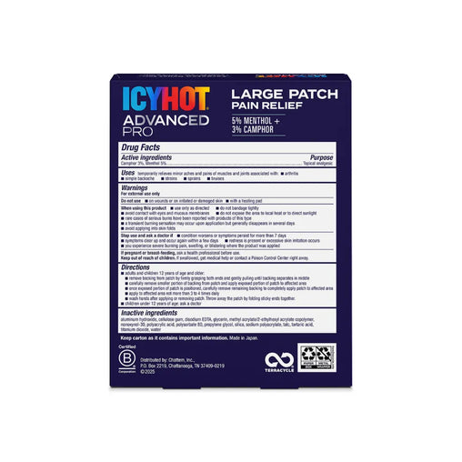Icy Hot Pro Pain Relief Patches - 5 Count product use and application information