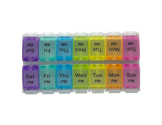 7-Day Pill Box with Separate Morning & Evening Compartments