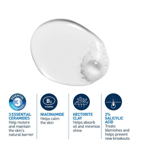 CeraVe Acne Control Cleanser, 2% Salicylic Acid Face Wash with Purifying Clay for Oily Skin and Blackheads, 237mL