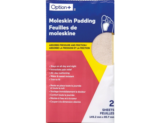 Option+ Moleskin Padding Foot Care Sheets - 2 Count